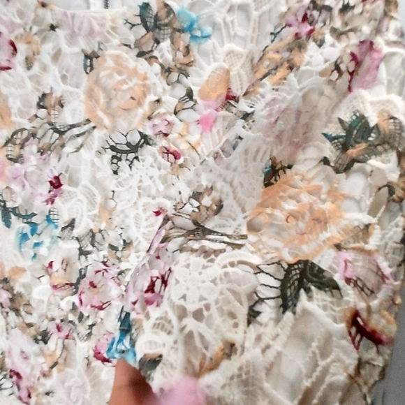 Nanette Lepore, Floral, Lace, Zip-up, Blouse - Picture 4 of 9